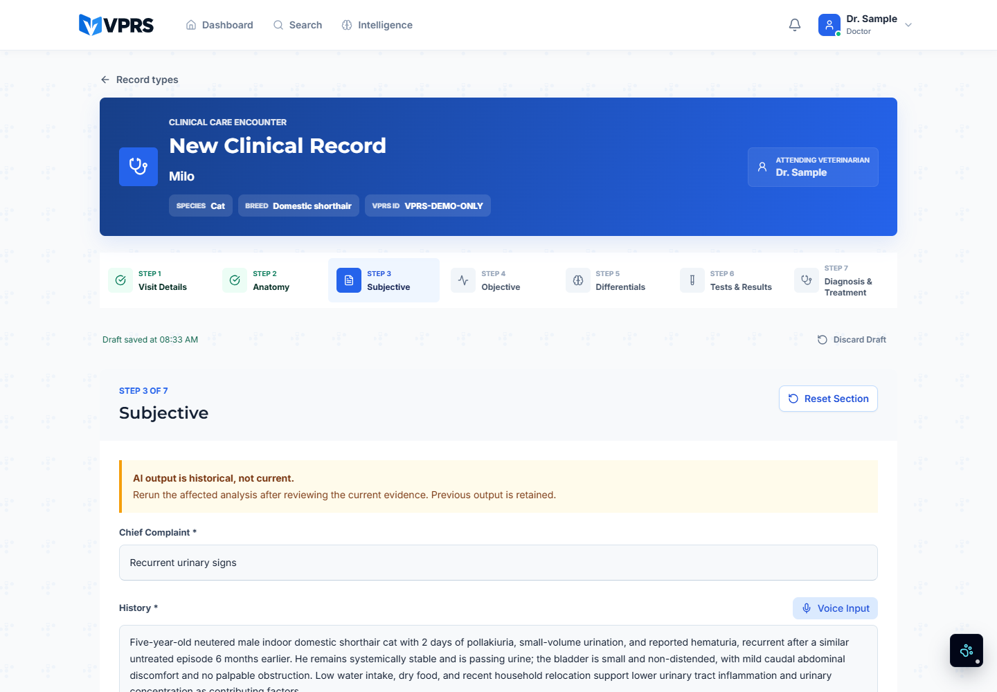 VPRS clinical consultation form