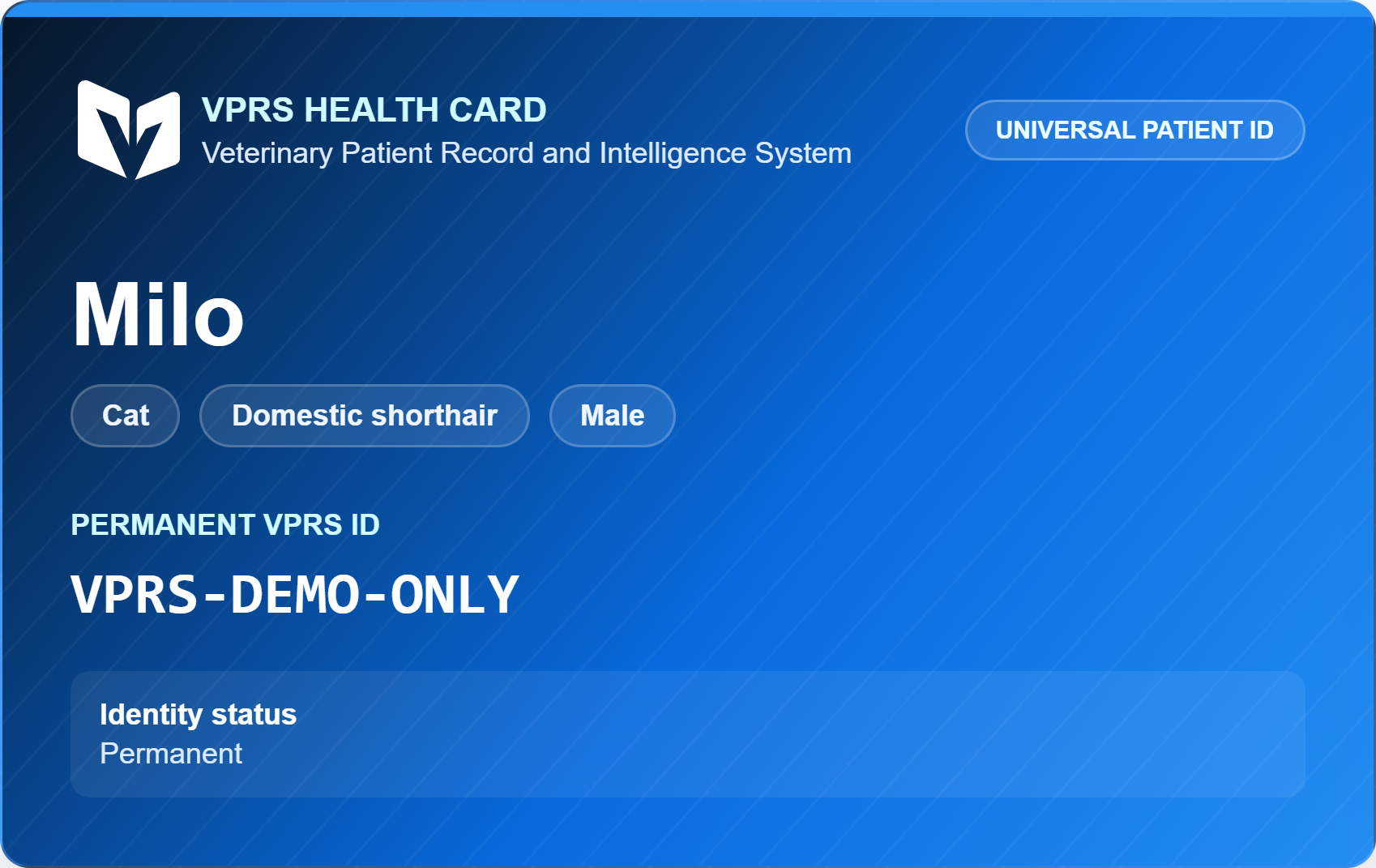 VPRS permanent patient health card